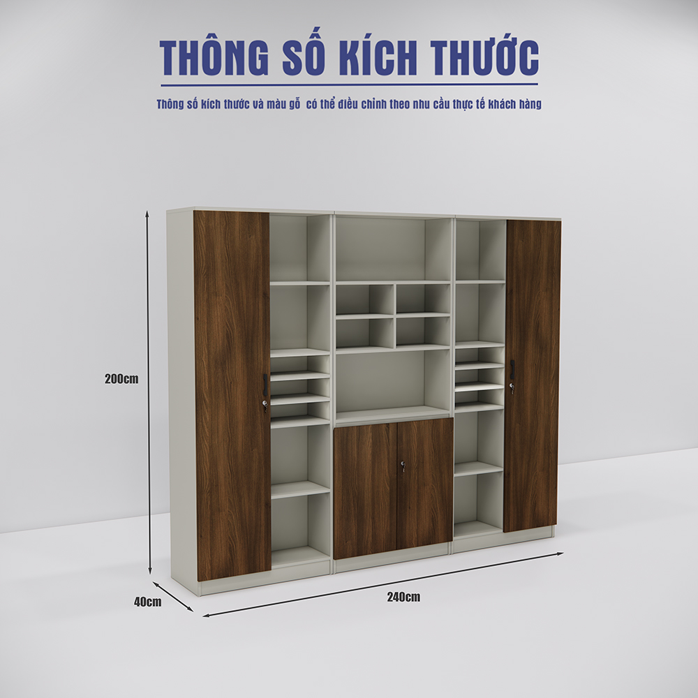 Tủ giám đốc, Nội thất văn phòng sang trọng, Tủ tài liệu lớn, Gỗ MFC chống trầy