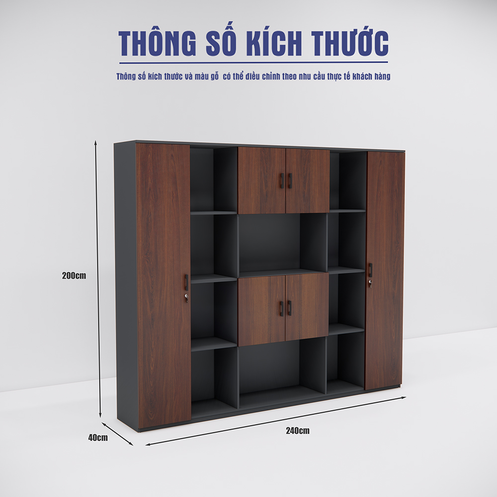 Kích thước 200cm x 240cm x 40cm, Chất liệu gỗ MFC phủ Melamin, Bảo hành 24 tháng, Thiết kế tối ưu không gian