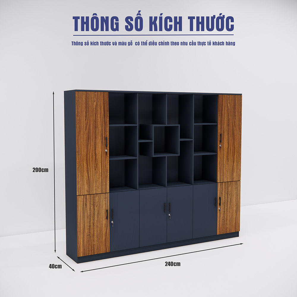 Kích thước 240x40x200 cm, bảo hành 24 tháng, chính sách bảo trì ưu đãi cho khách hàng cũ.