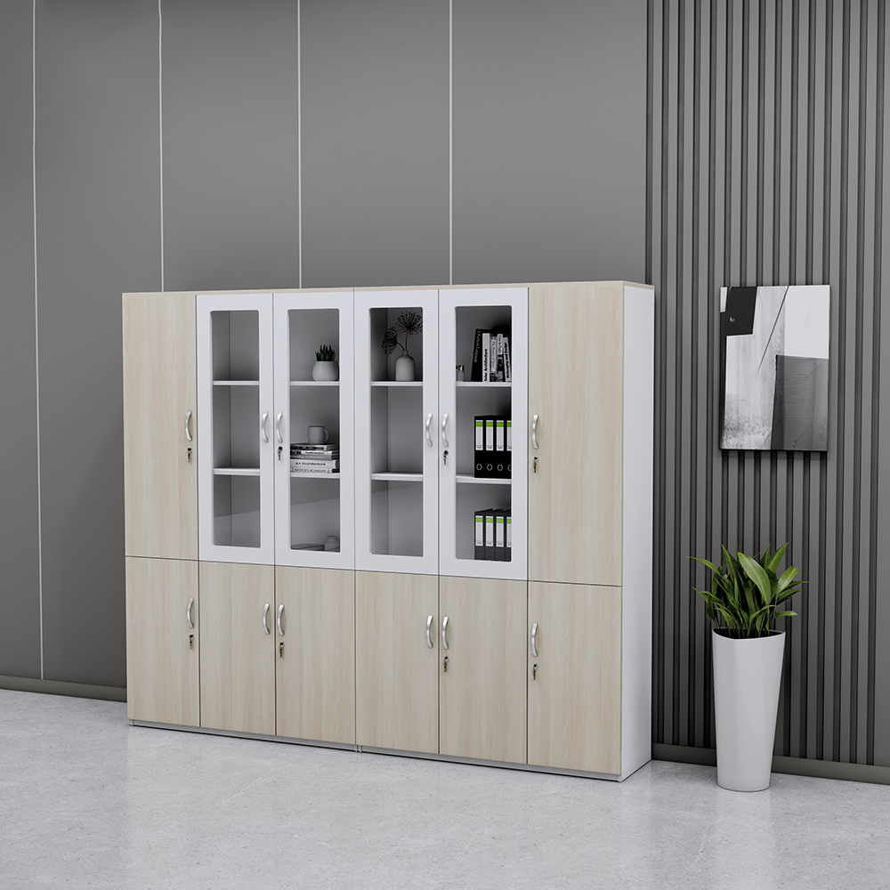 Tủ hồ sơ văn phòng SMTHSG019 200x240x40cm, phối màu gỗ sáng, vật liệu chống ẩm