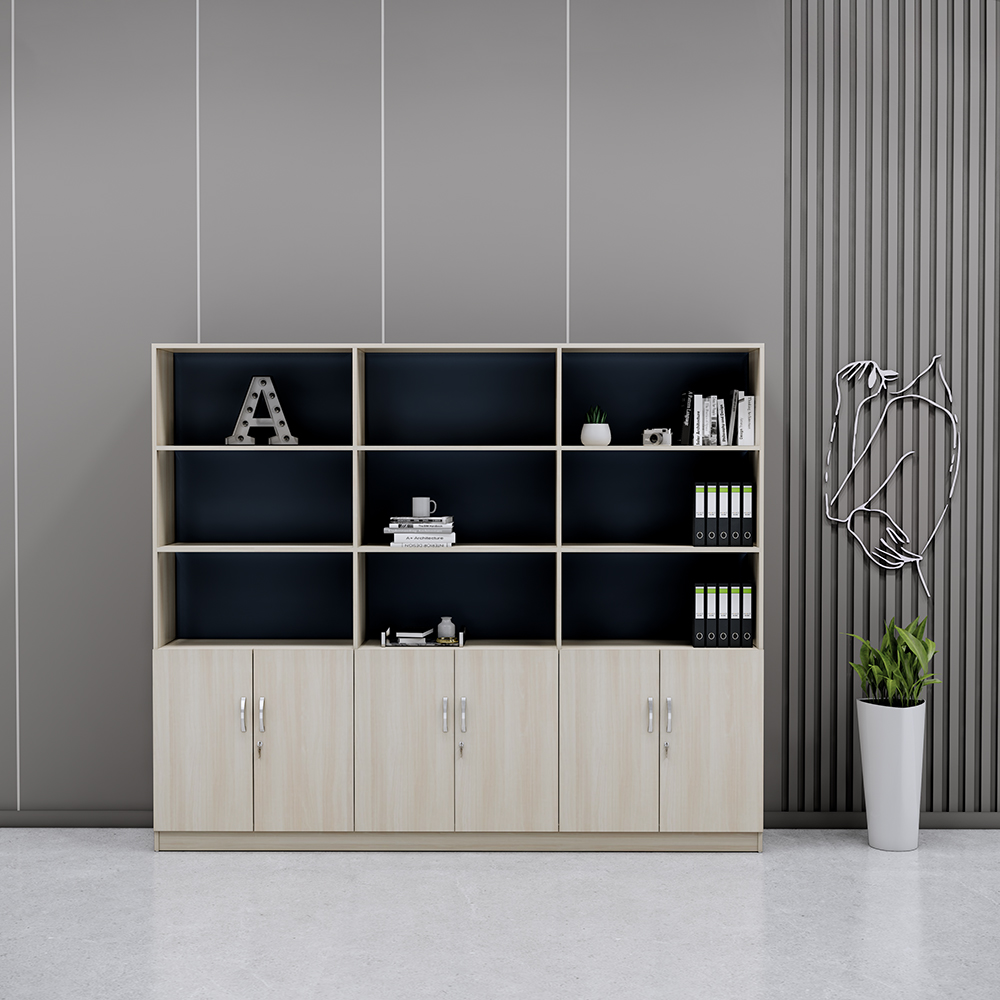 Tủ hồ sơ SMTHSG021 200x240x40cm, kệ mở kết hợp tủ kín, tay nắm inox