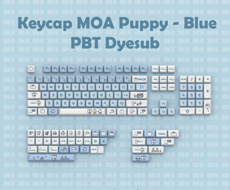 [In-stock] Keycap MOA Puppy PBT Dyesub - Xanh