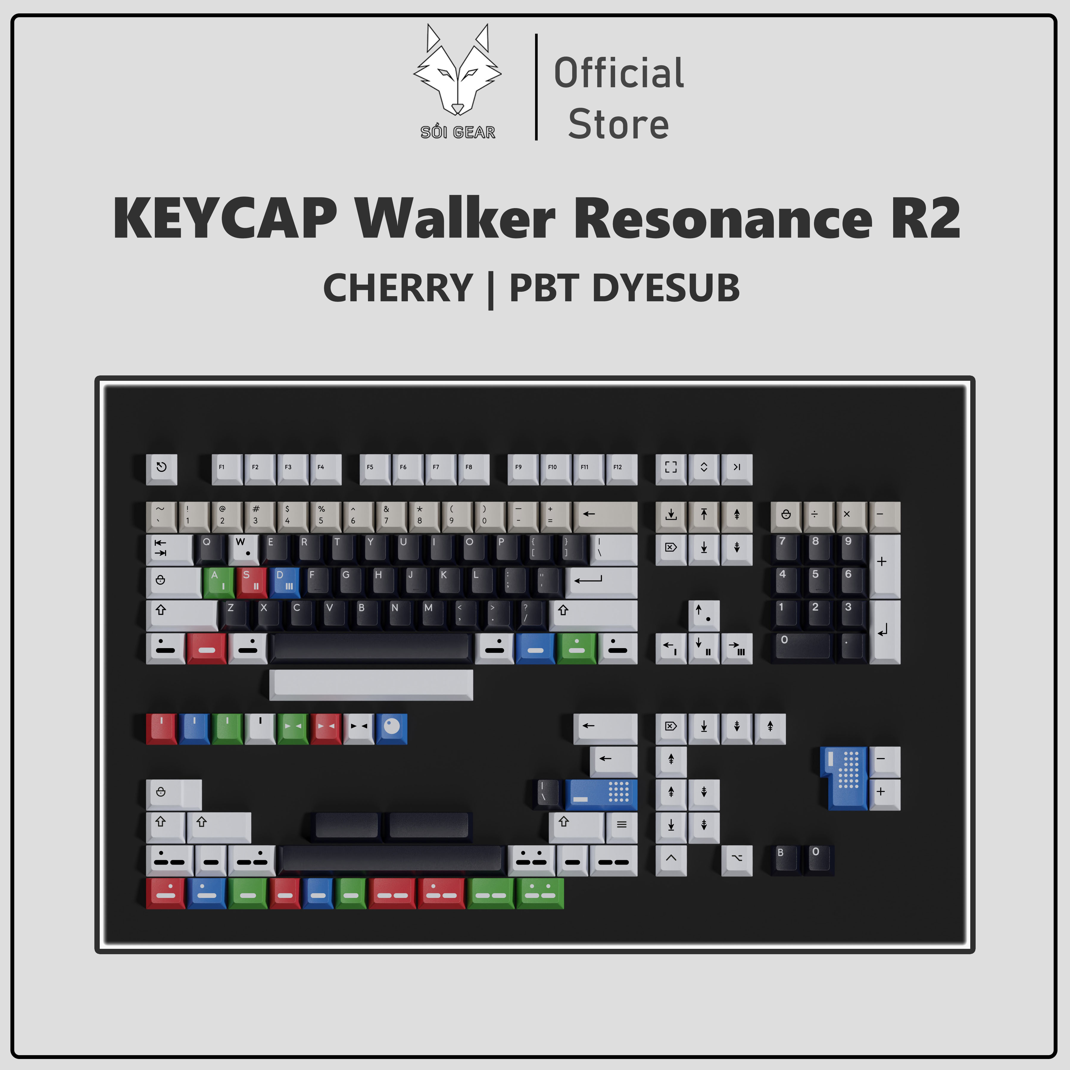 [In stock] Keycap Walker Cherry Resonance R2 PBT Dyesub