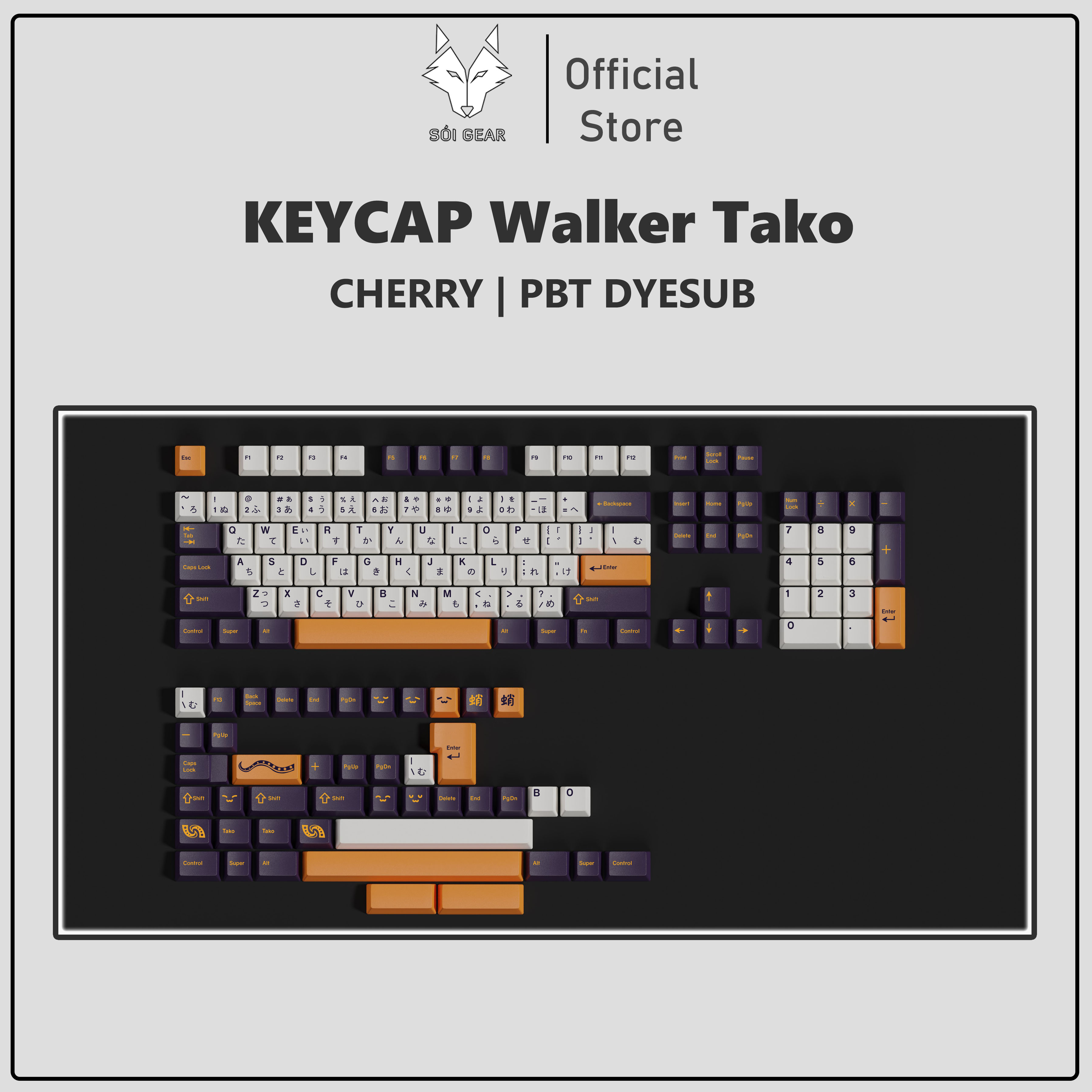 [In stock] Keycap Walker Cherry Tako PBT dyesub