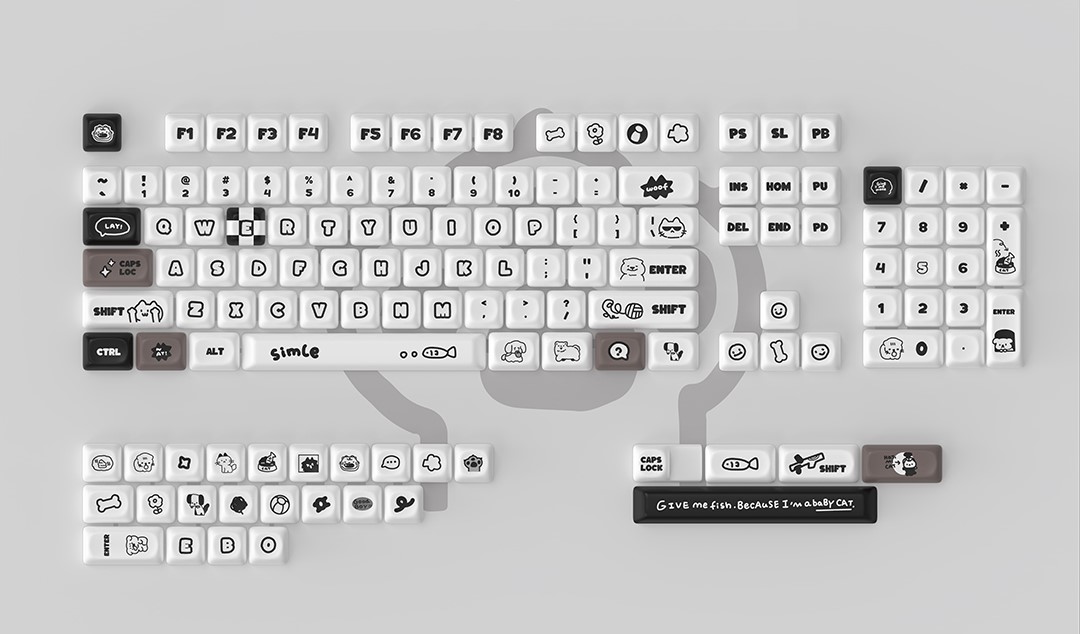 [In-stock] Keycap MOA Chó Mèo PBT Dyesub