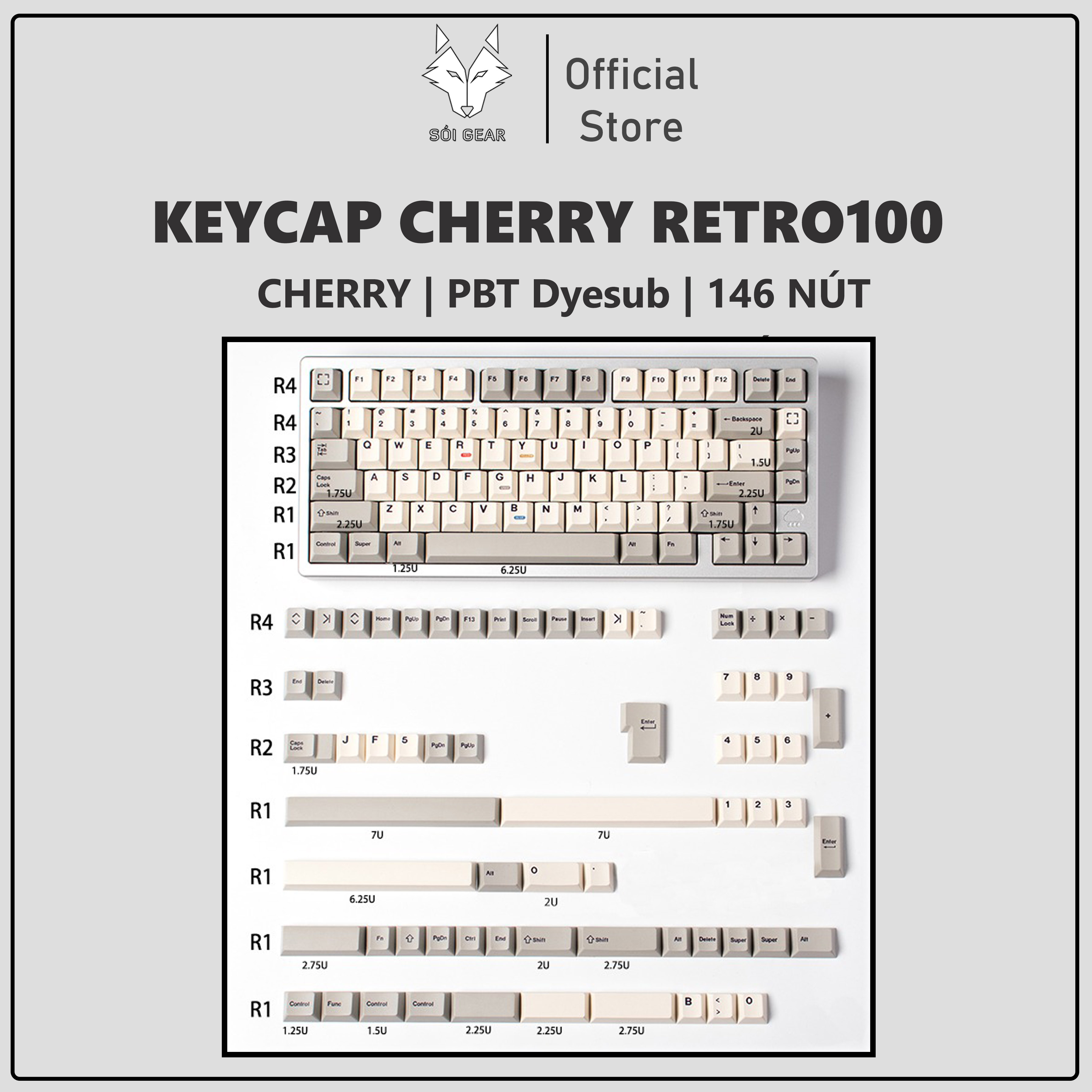 Keycap Cherry Retro100 Mintcap PBT Dyesub
