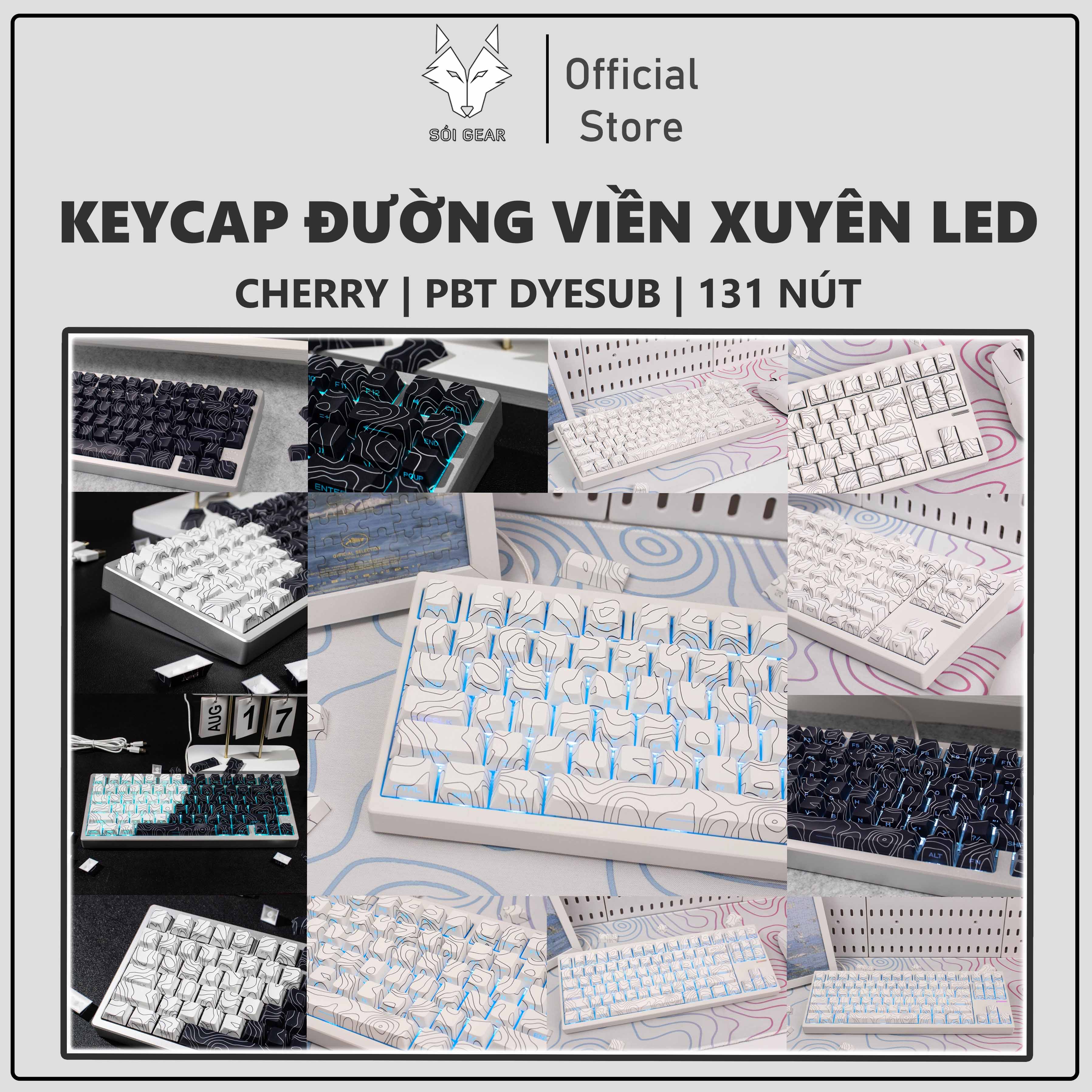 [In Stock] Keycap Cherry Đường Viền PBT Dyesub Xuyên Led