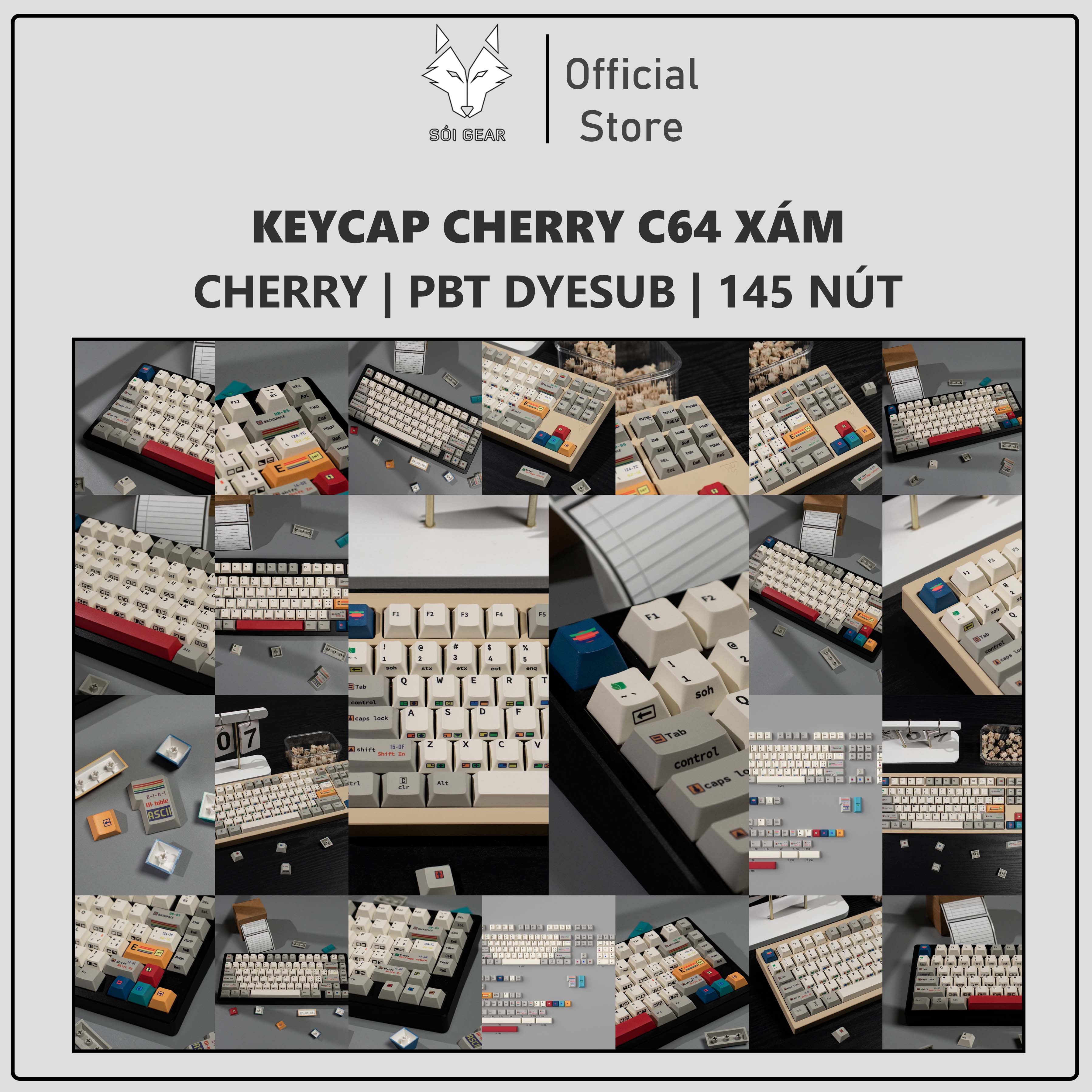 [In Stock] Keycap Cherry C64 xám PBT dyesub