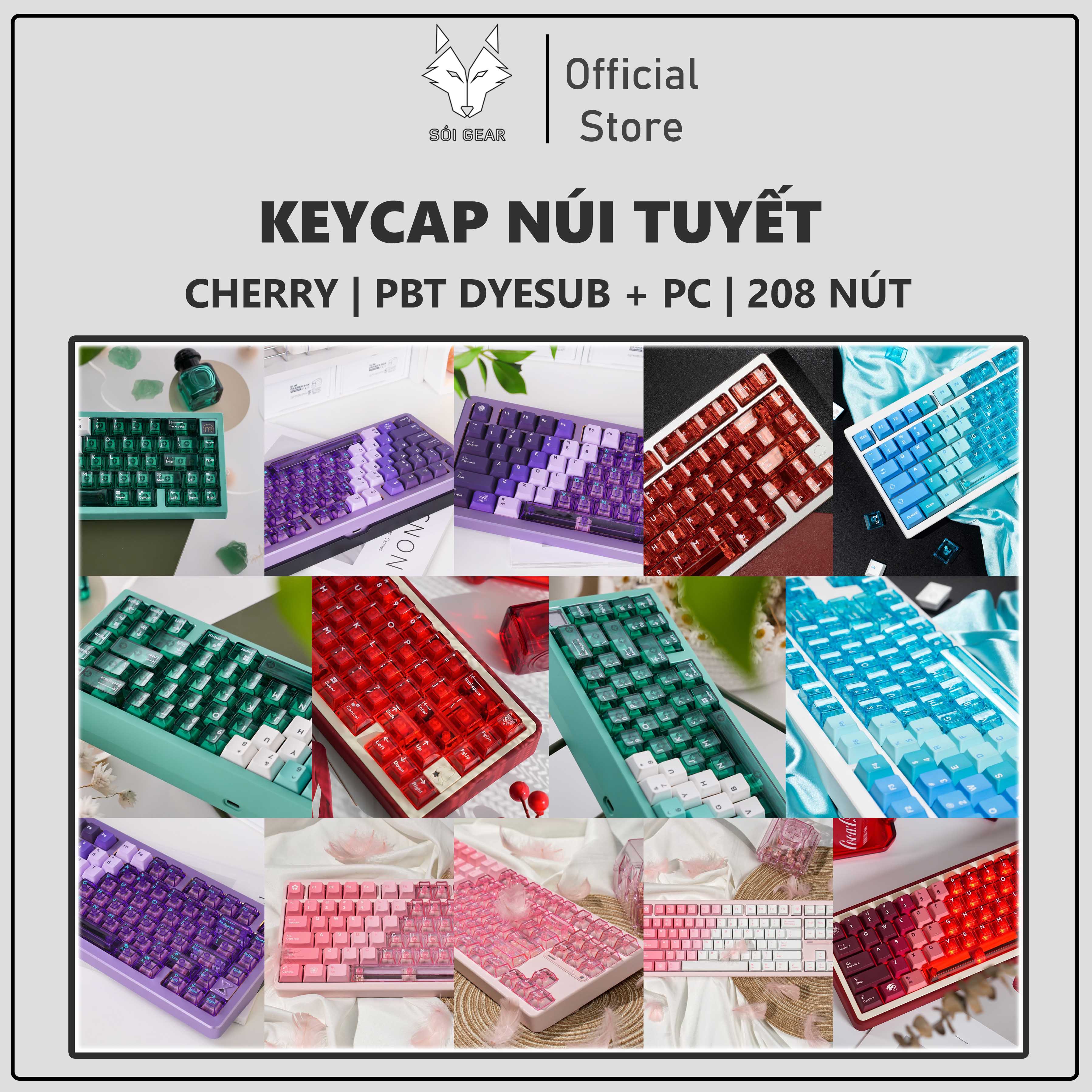 [In Stock] Keycap Cherry Mintcaps Núi Tuyết PBT+PC