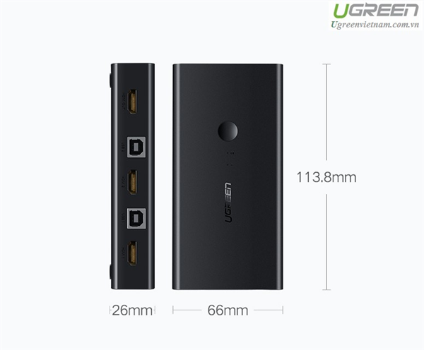 KVM Switch 2 Cổng HDMI 4k Ugreen 50744 Hỗ trợ 4K@30Hz - Bộ Gộp 2 Máy Tính Dùng Chung Màn Hình 1 Phím 1 Chuột