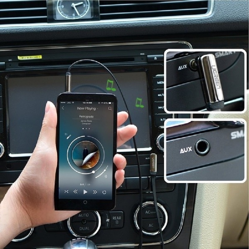 Cáp Audio 3.5mm dây dẹt Ugreen AV119 một đầu vuông góc