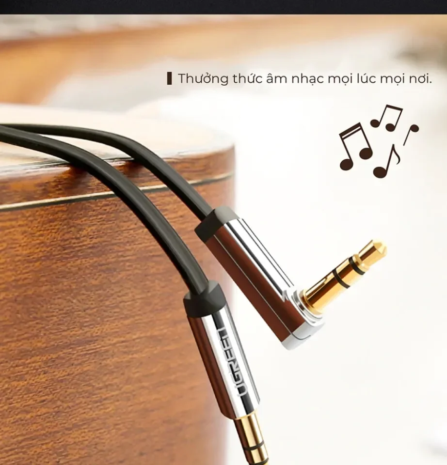 Cáp Audio 3.5mm dây dẹt Ugreen AV119 một đầu vuông góc