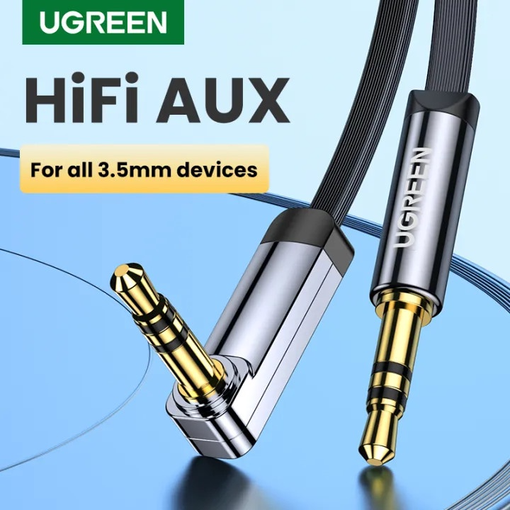 Cáp Audio 3.5mm dây dẹt Ugreen AV119 một đầu vuông góc