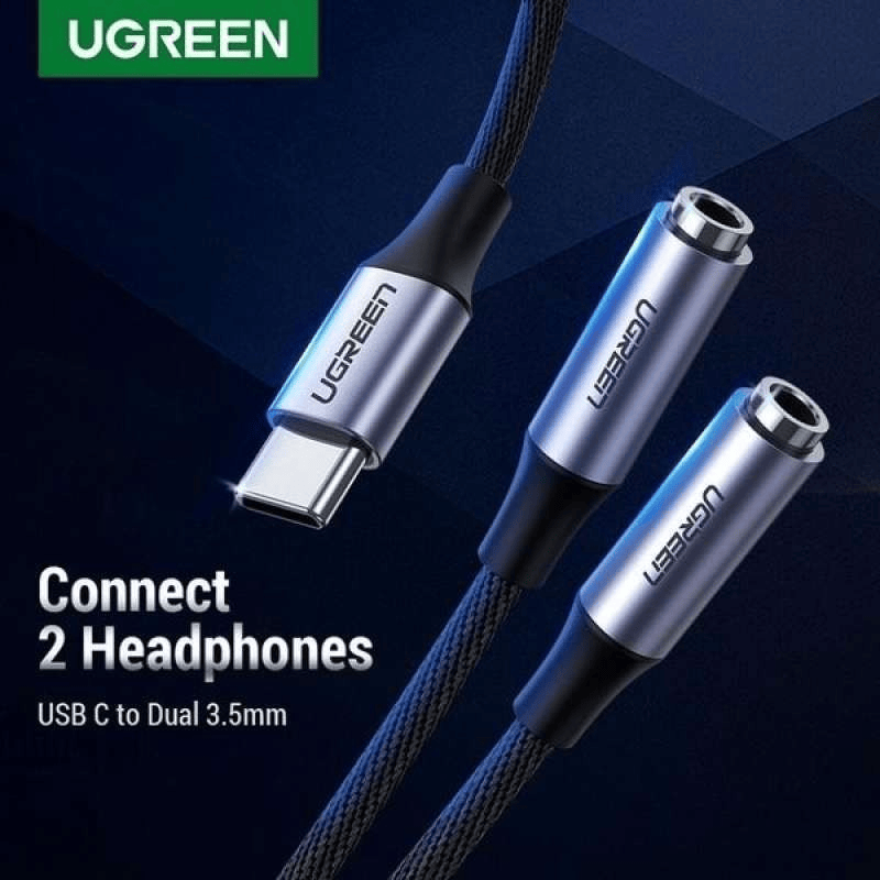 Cáp chuyển USB Type C sang 2 cổng Audio Ugreen 30732 dài 20cm