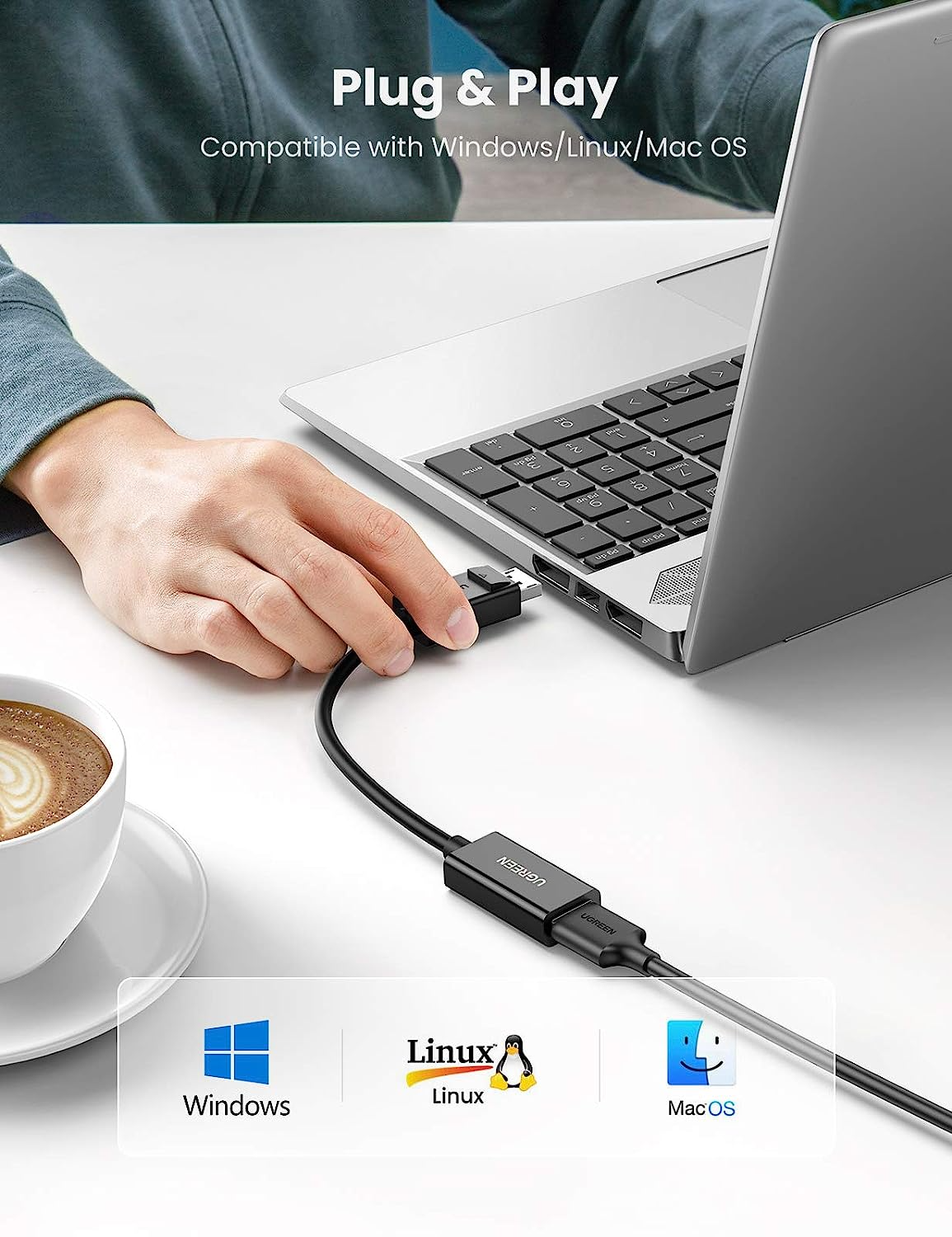 Cáp chuyển Displayport to HDMI 4K60Hz đầu cái Ugreen MM137 dài 25cm Chính Hãng