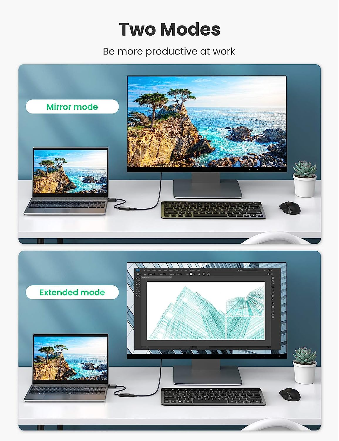 Cáp chuyển Displayport to HDMI 4K60Hz đầu cái Ugreen MM137 dài 25cm Chính Hãng