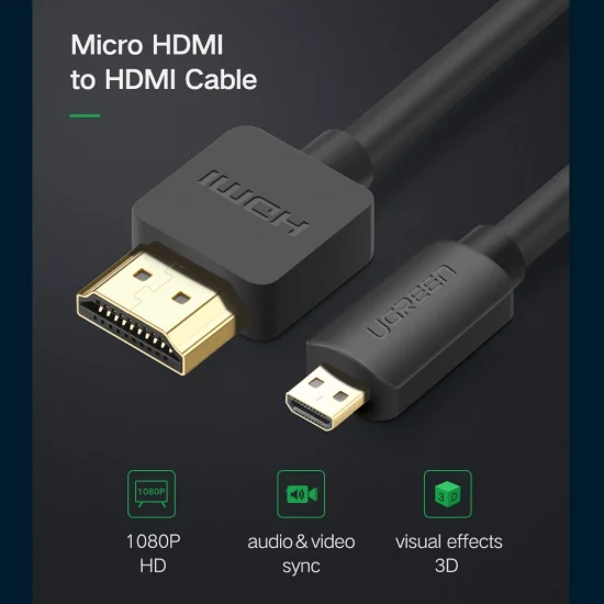 Cáp chuyển Micro HDMI Type D sang HDMI Type A Dài 1-3M UGREEN HD127