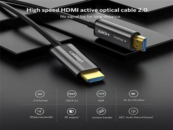 Cáp HDMI 2.0 Sợi Quang  Ugreen 50717 Dài 10M Hỗ Trợ 4K@60Hz HDR Cao Cấp