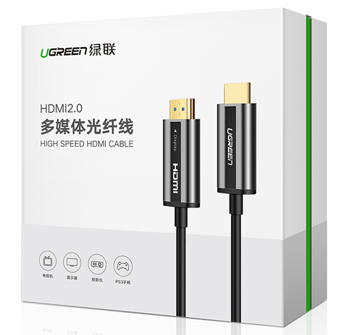 Cáp HDMI 2.0 Sợi Quang  Ugreen 50717 Dài 10M Hỗ Trợ 4K@60Hz HDR Cao Cấp