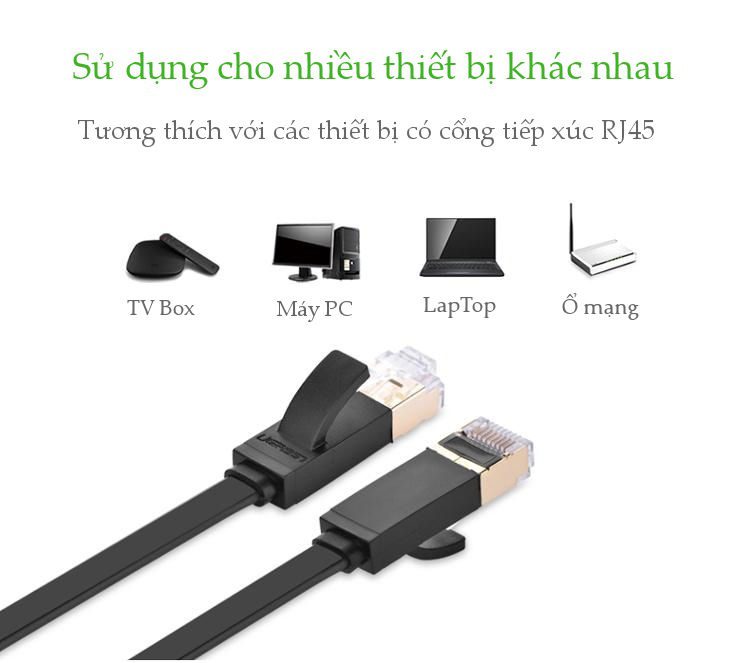 Cáp mạng 2 đầu đúc Cat7 UTP dây dẹt UGREEN NW106