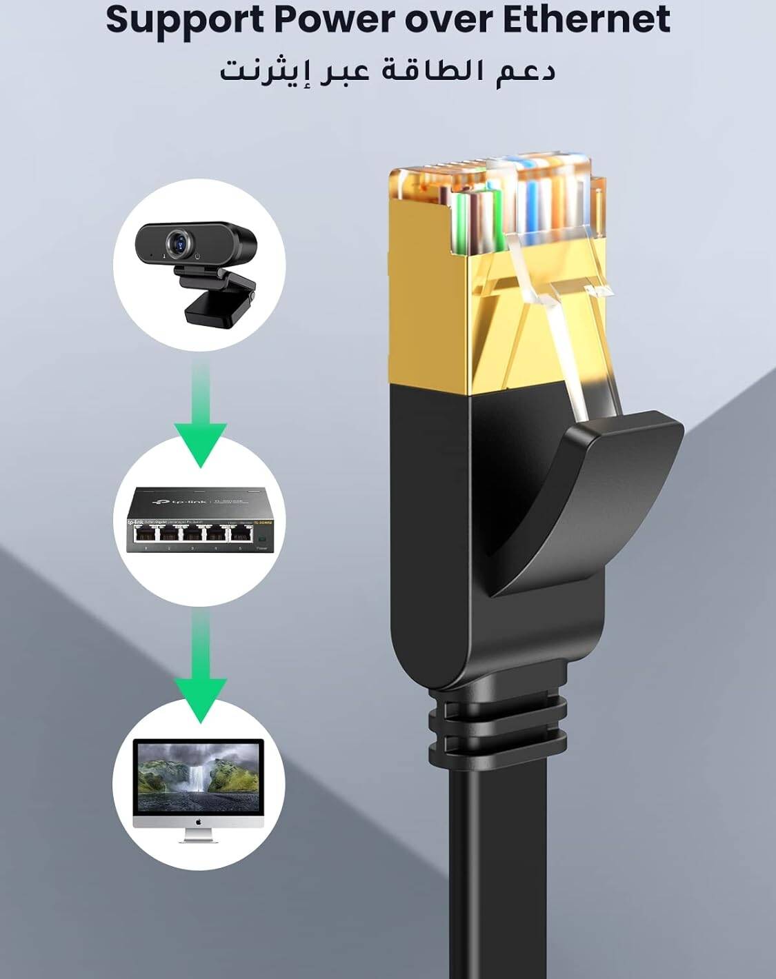 Cáp mạng 2 đầu đúc Cat7 UTP dây dẹt UGREEN NW106