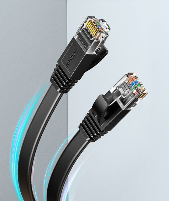 Dây mạng Cat6 dây dẹt UGREEN NW102 màu đen 8 lõi dài từ 0.5m - 30m tốc độ 1000Mbps