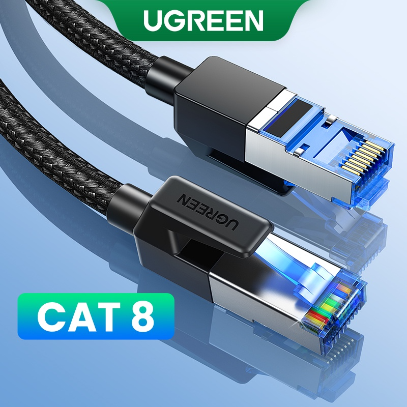 áp mạng Cat8 UGREEN NW153 – Hỗ trợ chuẩn BASE-T 40Gbps – Đầu đúc sẵn,Dây bọc dù