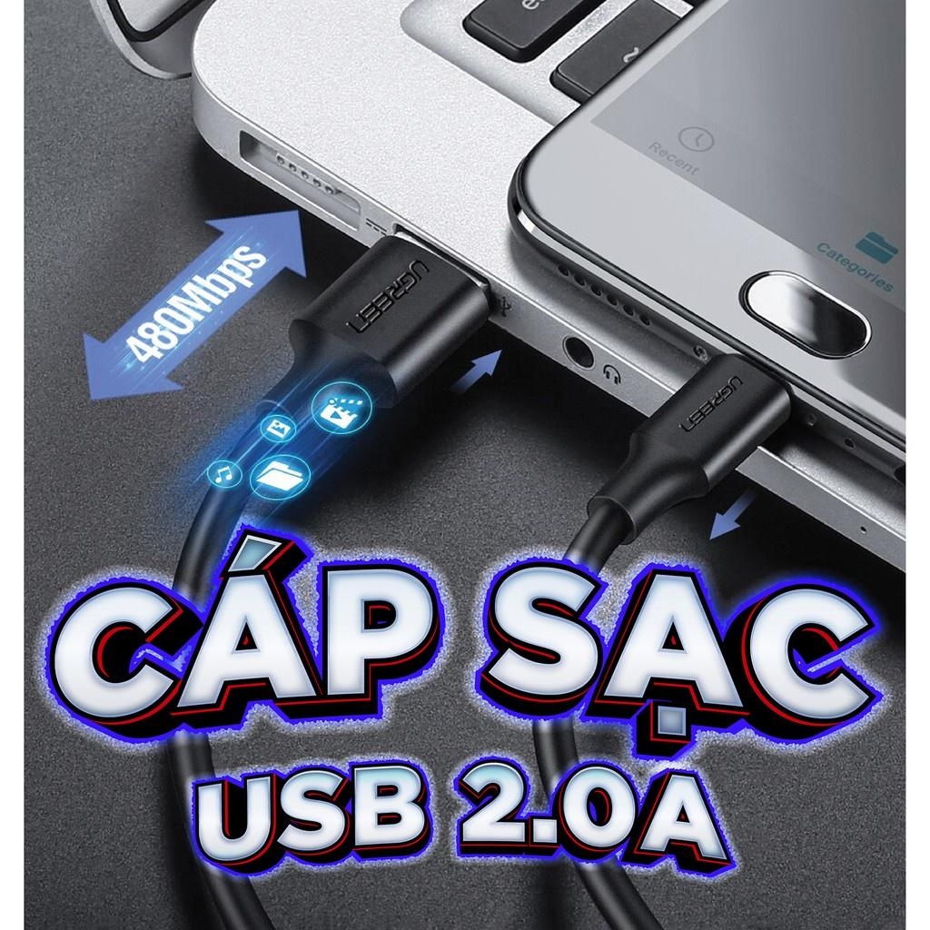 Cáp sạc Micro USB UGREEN US289 Sạc ổn định dòng 2.4A, tốc độ truyền dữ liệu 480Mbps