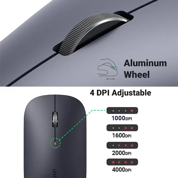 Chuột chống ồn Không Dây 2.4 G UGREEN 90372 có độ nhạy 4000DPI Chính hãng