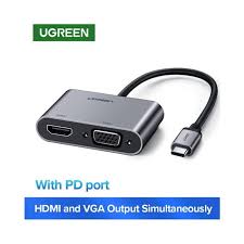Bộ chuyển USB Type C To VGA+HDMI 4k Ugreen 50505 – Hỗ trợ sạc PD 100W+ USB 3.0