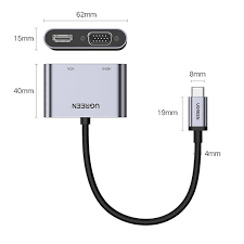 Bộ chuyển USB Type C To VGA+HDMI 4k Ugreen 50505 – Hỗ trợ sạc PD 100W+ USB 3.0