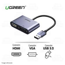 Bộ chuyển USB Type C To VGA+HDMI 4k Ugreen 50505 – Hỗ trợ sạc PD 100W+ USB 3.0
