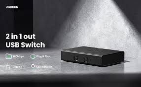 Bộ chia sẻ 2 máy tính vào 1 máy in cổng USB 2.0 Ugreen 30345