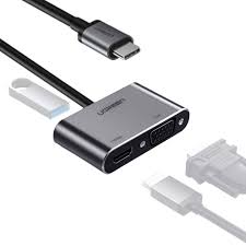 Bộ chuyển USB Type C To VGA+HDMI 4k Ugreen 50505 – Hỗ trợ sạc PD 100W+ USB 3.0