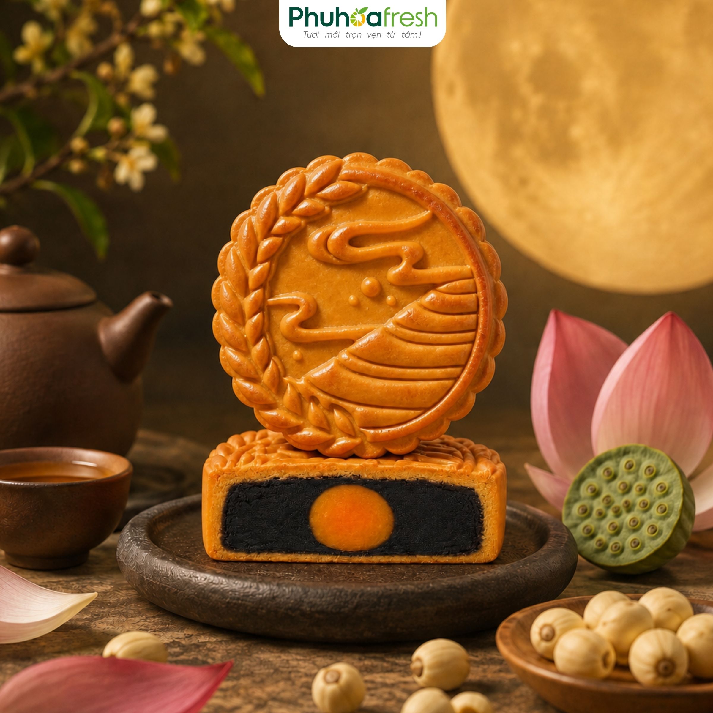 Bánh Trung Thu Vị Mè Đen Trứng Muối 150g - Cái Lò Nướng