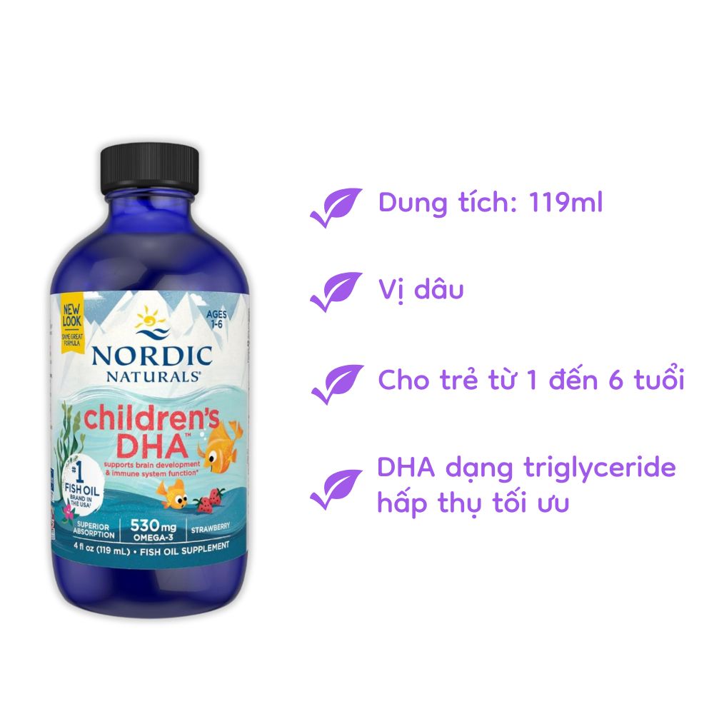 Siro bổ sung DHA cho trẻ từ 1 tuổi Nordic Natural Children DHA 119ml