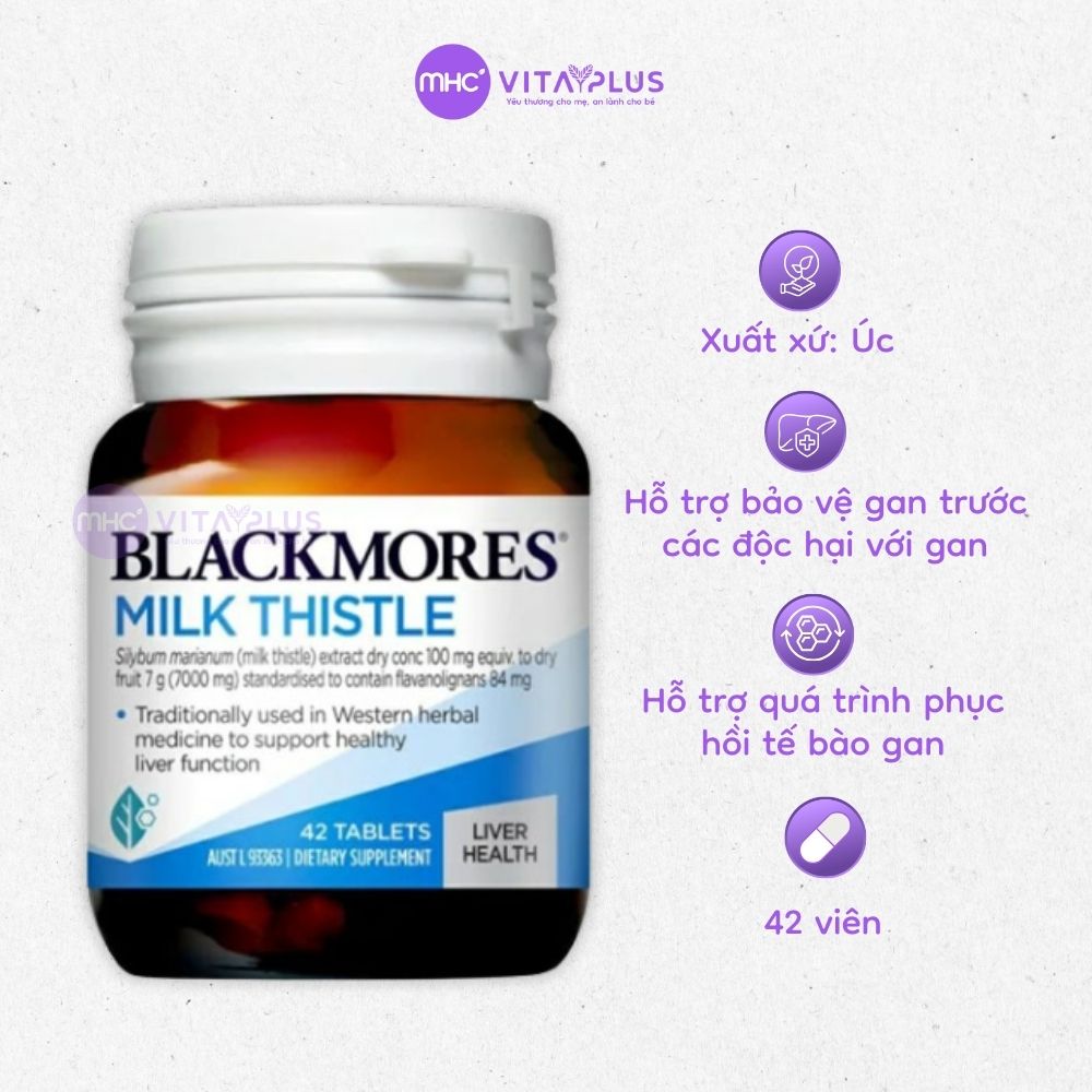Viên uống Milk Thistle Lọ 42v BLACKMORES giải độc, bảo vệ và tăng chức năng gan