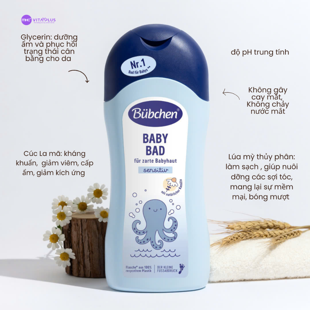Sữa tắm tạo bọt Bubchen Baby Bad chai lớn 1000ml