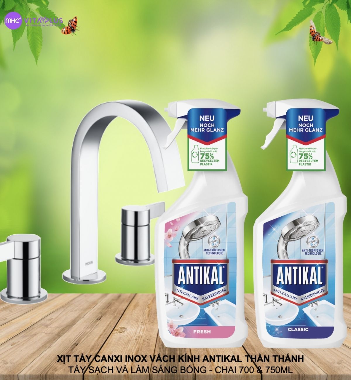 Dung dịch tẩy inox dạng xịt Antikal 750ml