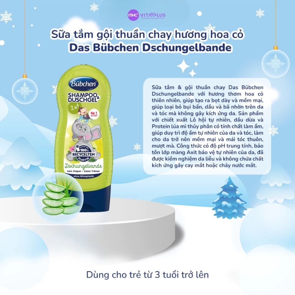 Sữa tắm gội thuần chay hương hoa cỏ Bubchen Dschungelbande 230 ml
