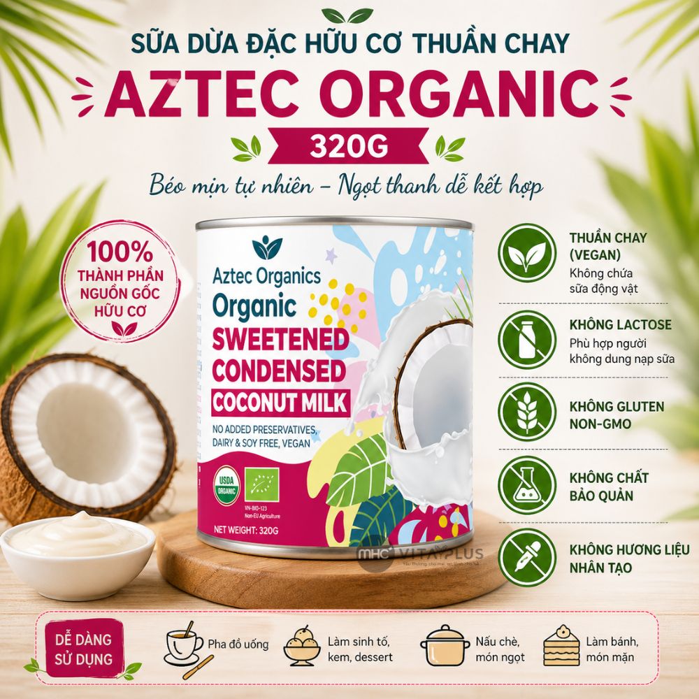 Sữa dừa đặc hữu cơ thuần chay Aztec Organic