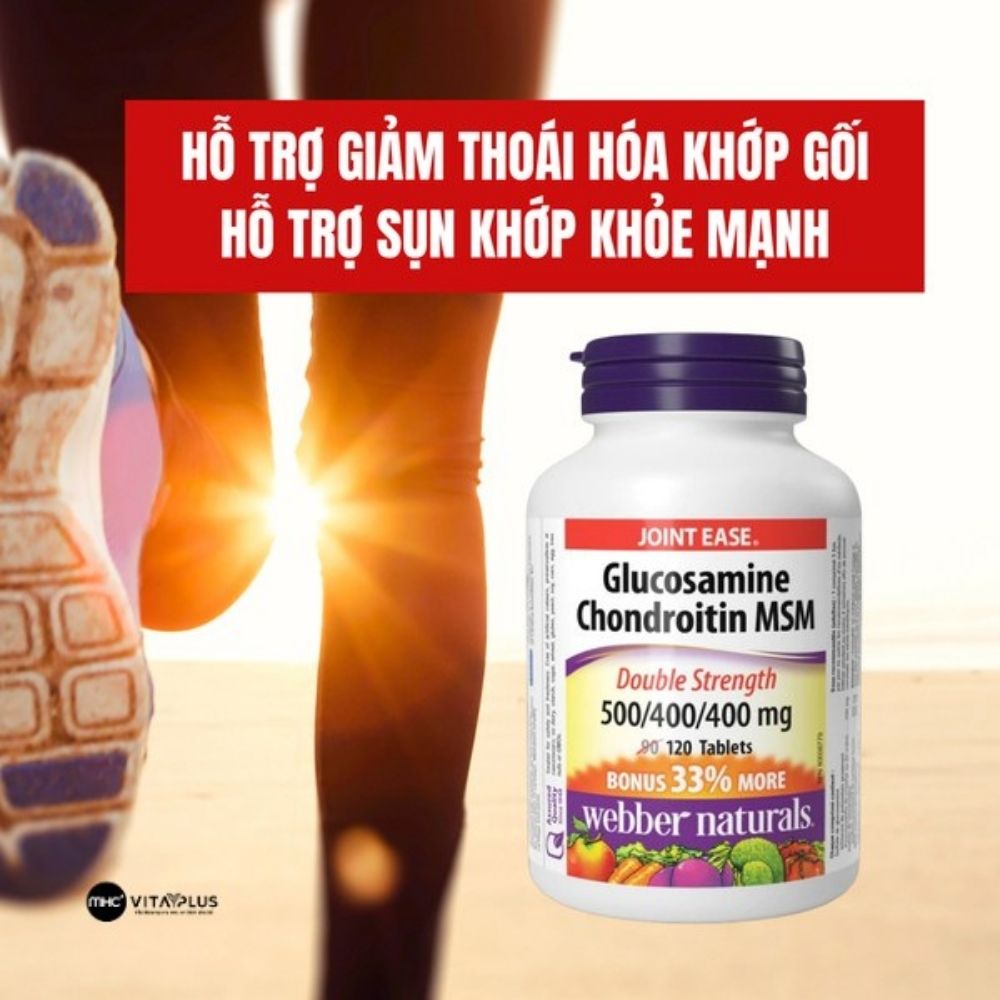 Viên uống bổ sung Glucosamin, Chondrotin, MSM L/120v WEBBER NATURALS giảm đau, thoái hóa khớp