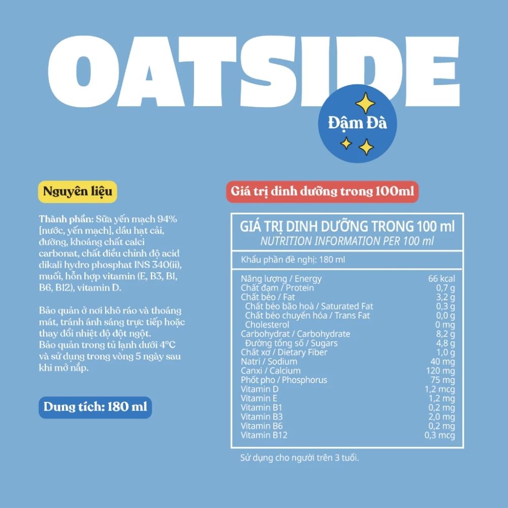 Sữa yến mạch Deluxe OATSIDE 180ml