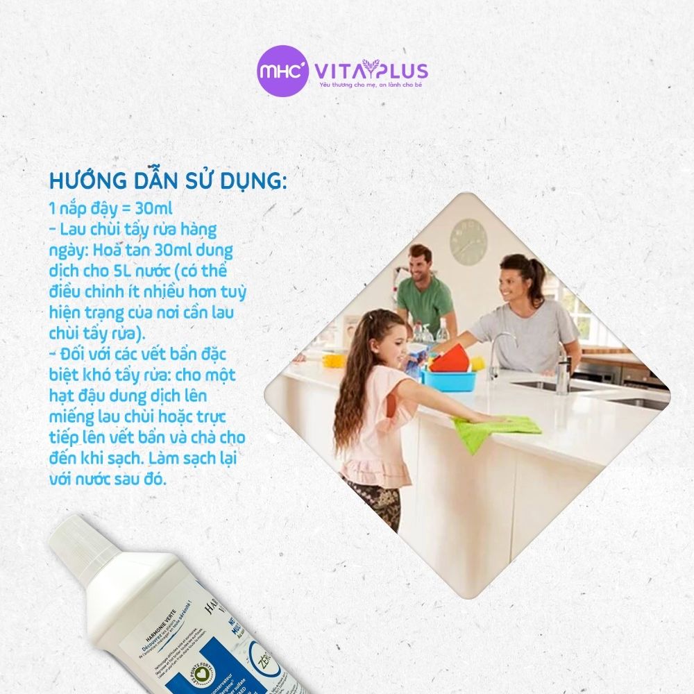 Tẩy rửa đa năng nhiều bề mặt hữu cơ Harmonie Verte 1L
