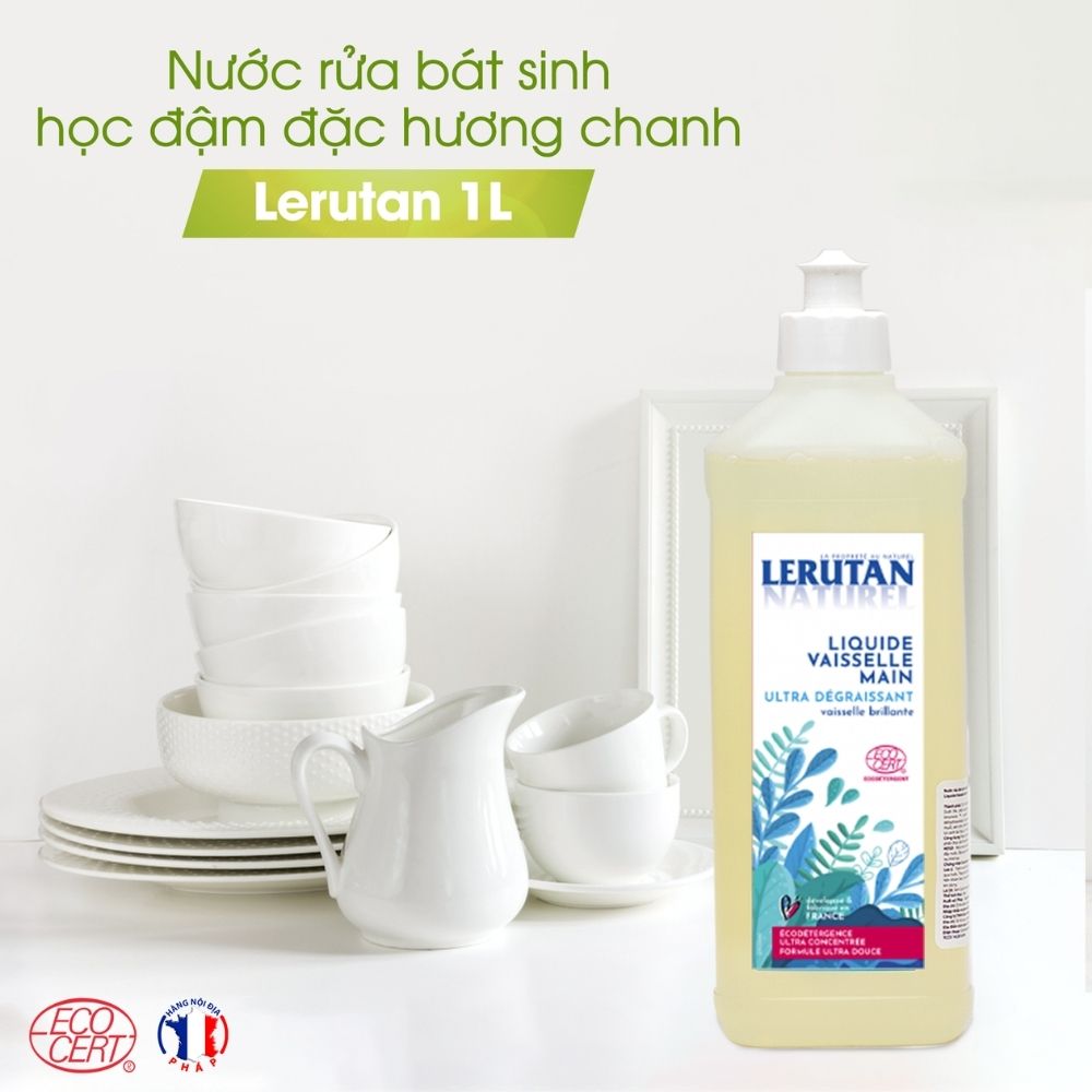 Nước rửa bát sinh học đậm đặc hương chanh Lerutan 1L