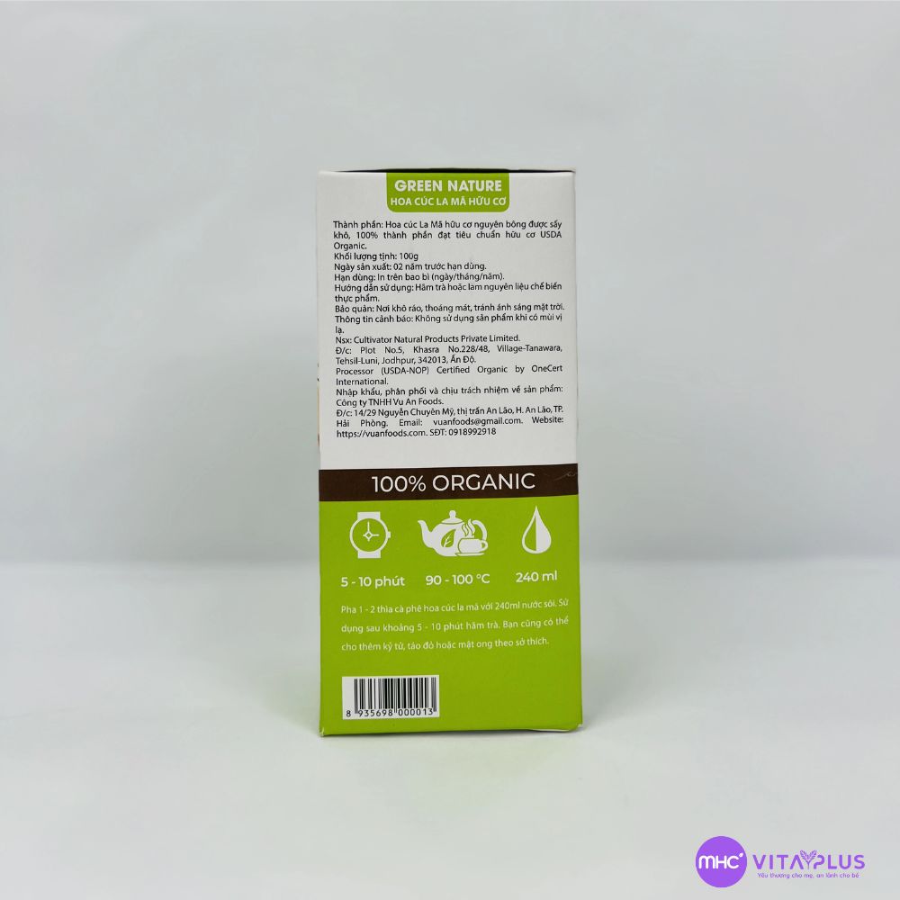 Hoa cúc la mã nguyên bông hữu cơ - hiệu Green Nature 100gr