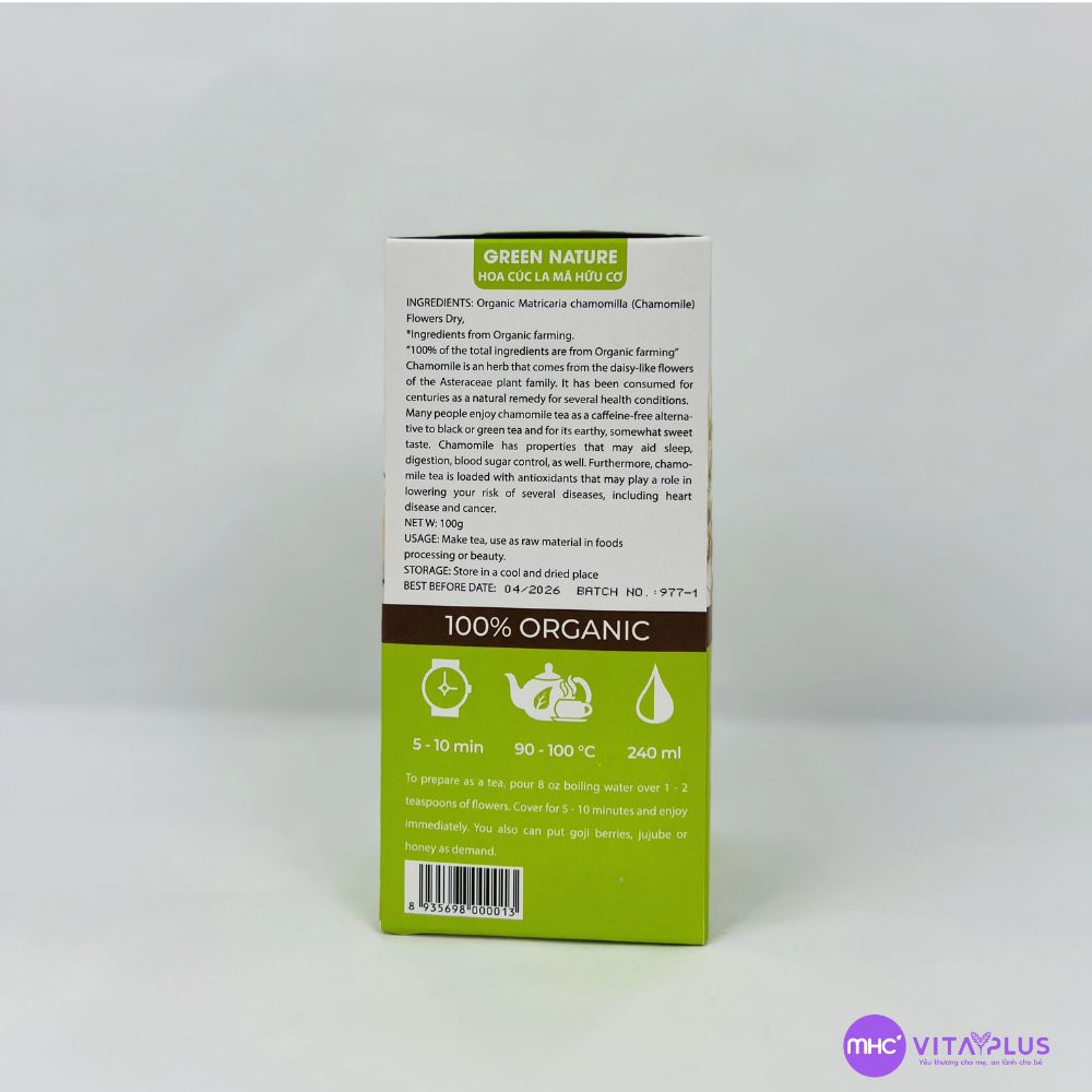 Hoa cúc la mã nguyên bông hữu cơ - hiệu Green Nature 100gr