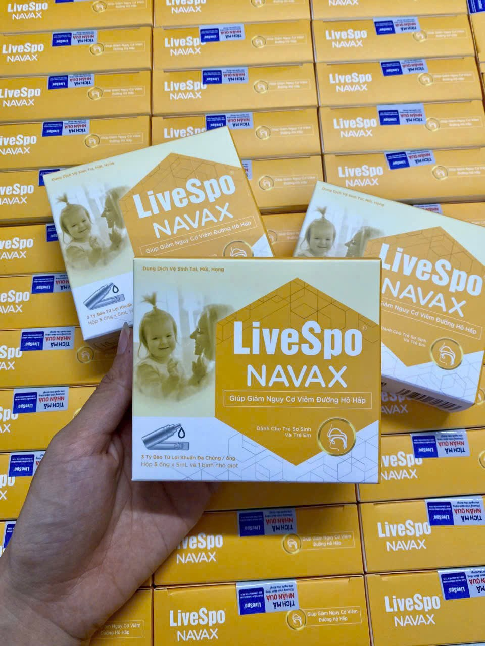 LiveSpo NAVAX Vàng Lợi khuẩn tai, mũi, họng - hộp 5 ống