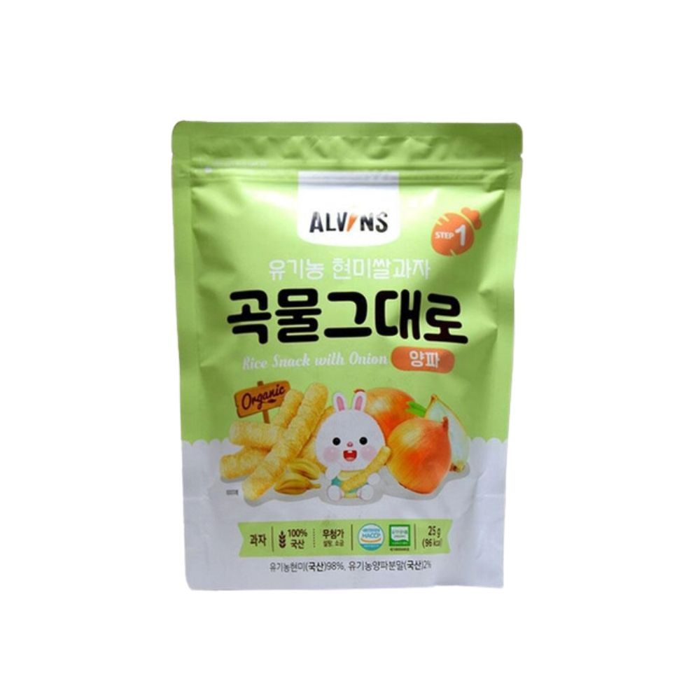 Bánh gạo lứt ăn dặm hữu cơ cho bé vị hành tây Alvins 25g