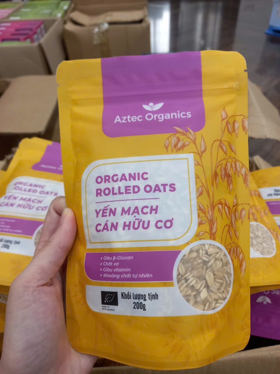 Yến mạch cán hữu cơ - Aztec Organics 200gr